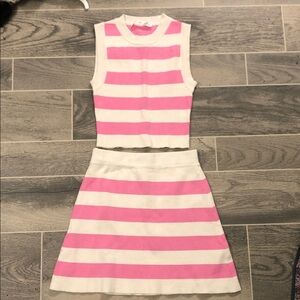 Altar'd State Pink and White Striped Knit Top&skirt